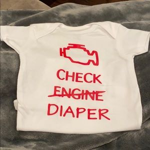 Check Diaper Baby onesie 0-3 month; brand new!